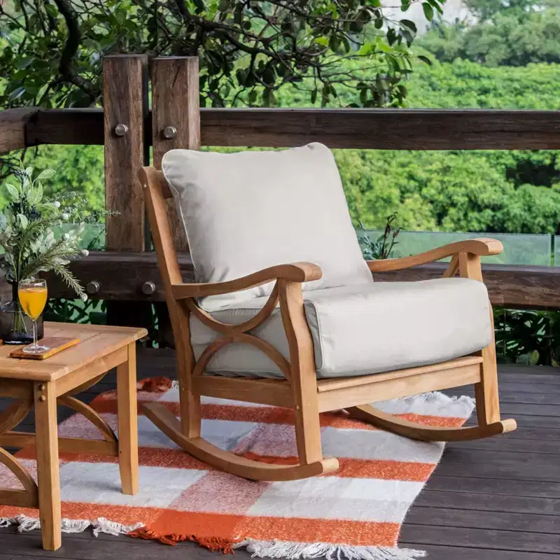 Sonoma Lane Alamo Teak Outdoor Rocking Chair with Zippered Cushion and Frame