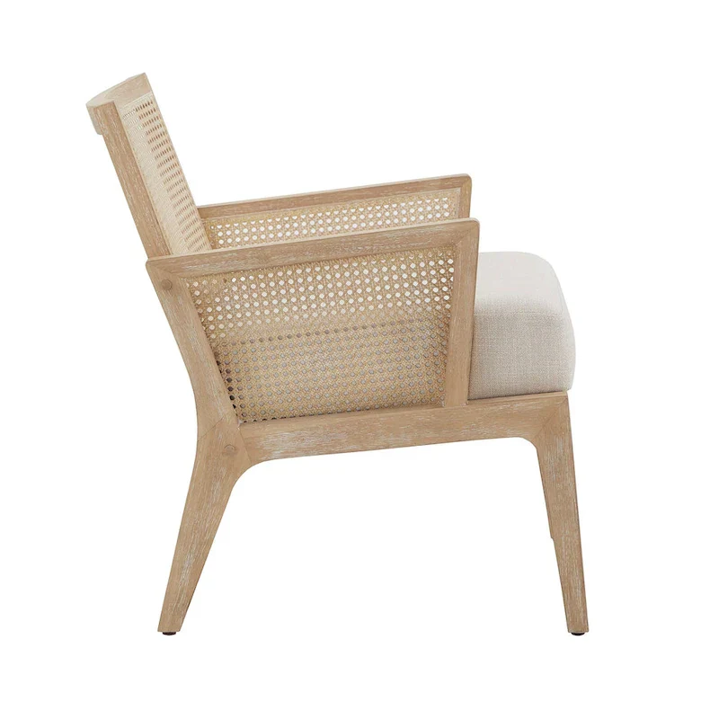 Celann Natural Finish Fabric Cane Accent Chair by iNSPIRE Q Modern