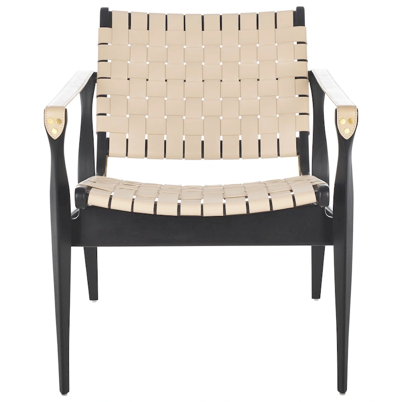 SAFAVIEH Couture Zenica Leather Safari Chair - 24.5 W x 30 L x 30 H - 25W x 30D x 30H