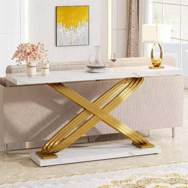LITTLE TREE 55" Rectangular Modern Console Table White