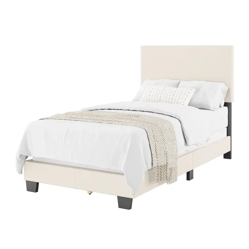 Nova Upholstered Modern Boucle Bed, Box Spring Required