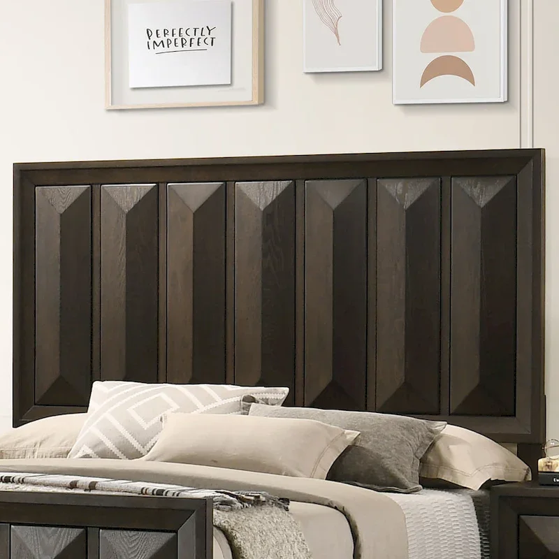 Furniture of America Uppon Espresso Wood Vertical Faceted Panel Bed