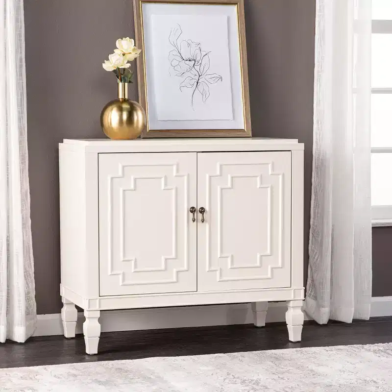 Tropman Antique White Double-Door Accent Cabinet - White - SEI
