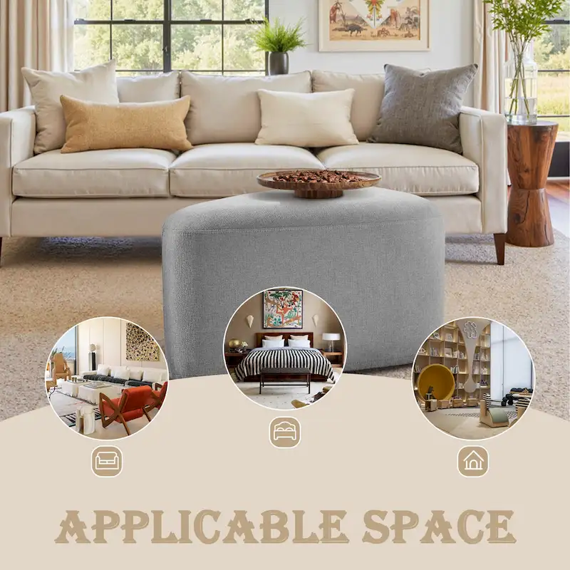 Triangular Chenille Fabric Pouf Ottoman