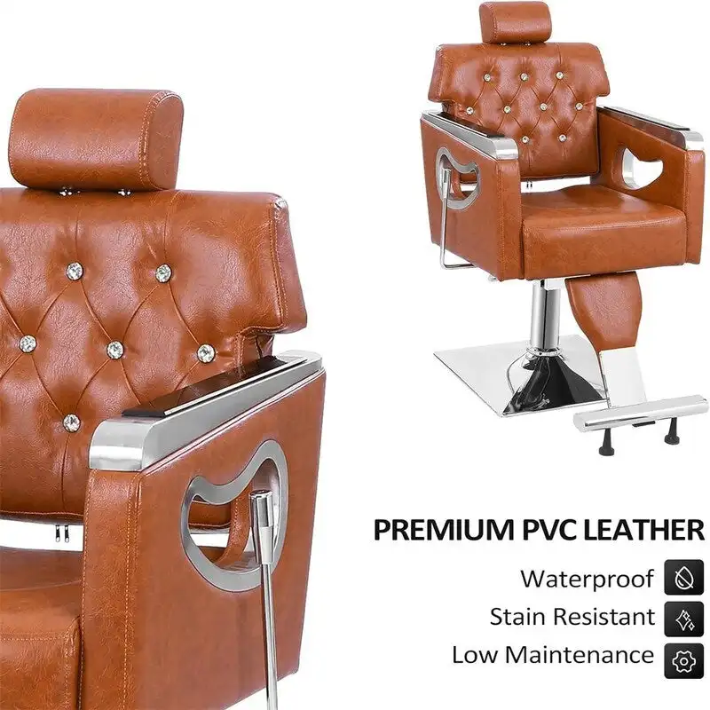 PVC Leather Reclining Salon Chair with Adjustable Headrest