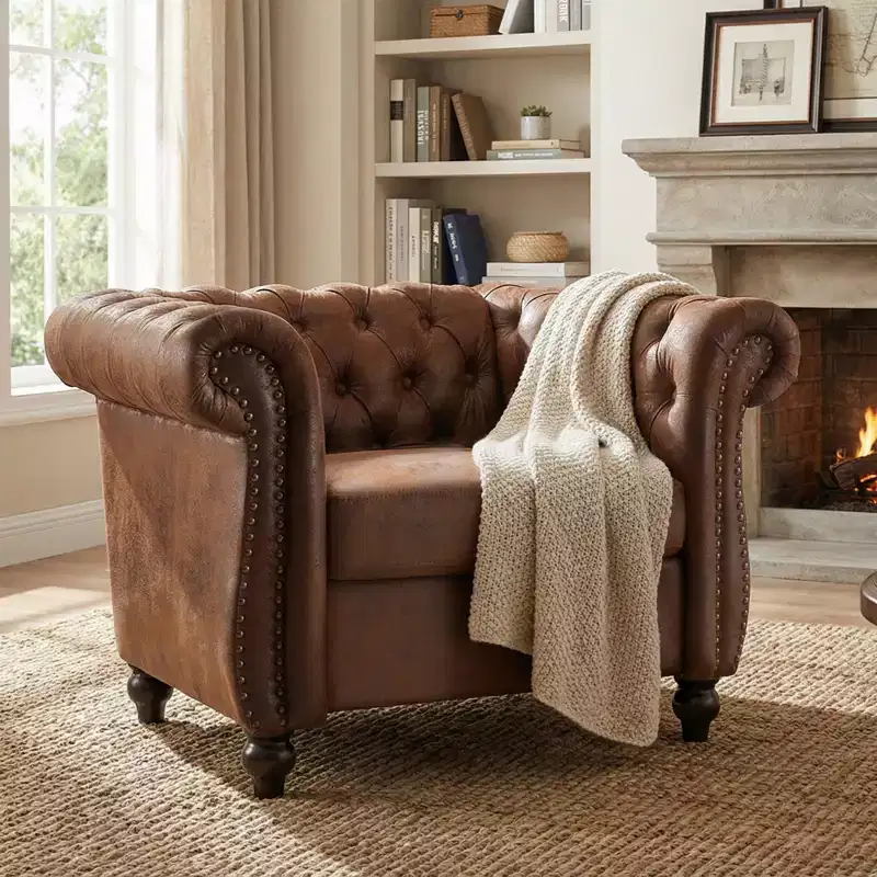 Christopher Knight Home Carissa Button Tufted Faux Leather Upholstered Accent Chair with Nailhead Accents