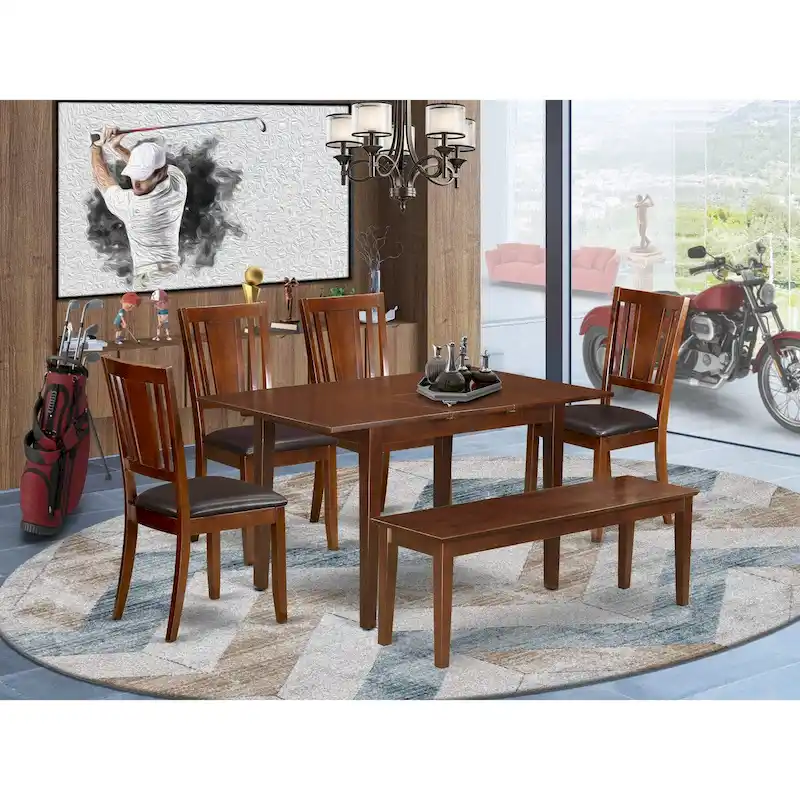 Dining Set: Includes a rectangular dining table, multiple dining chairs, and a bench (various seating styles available).