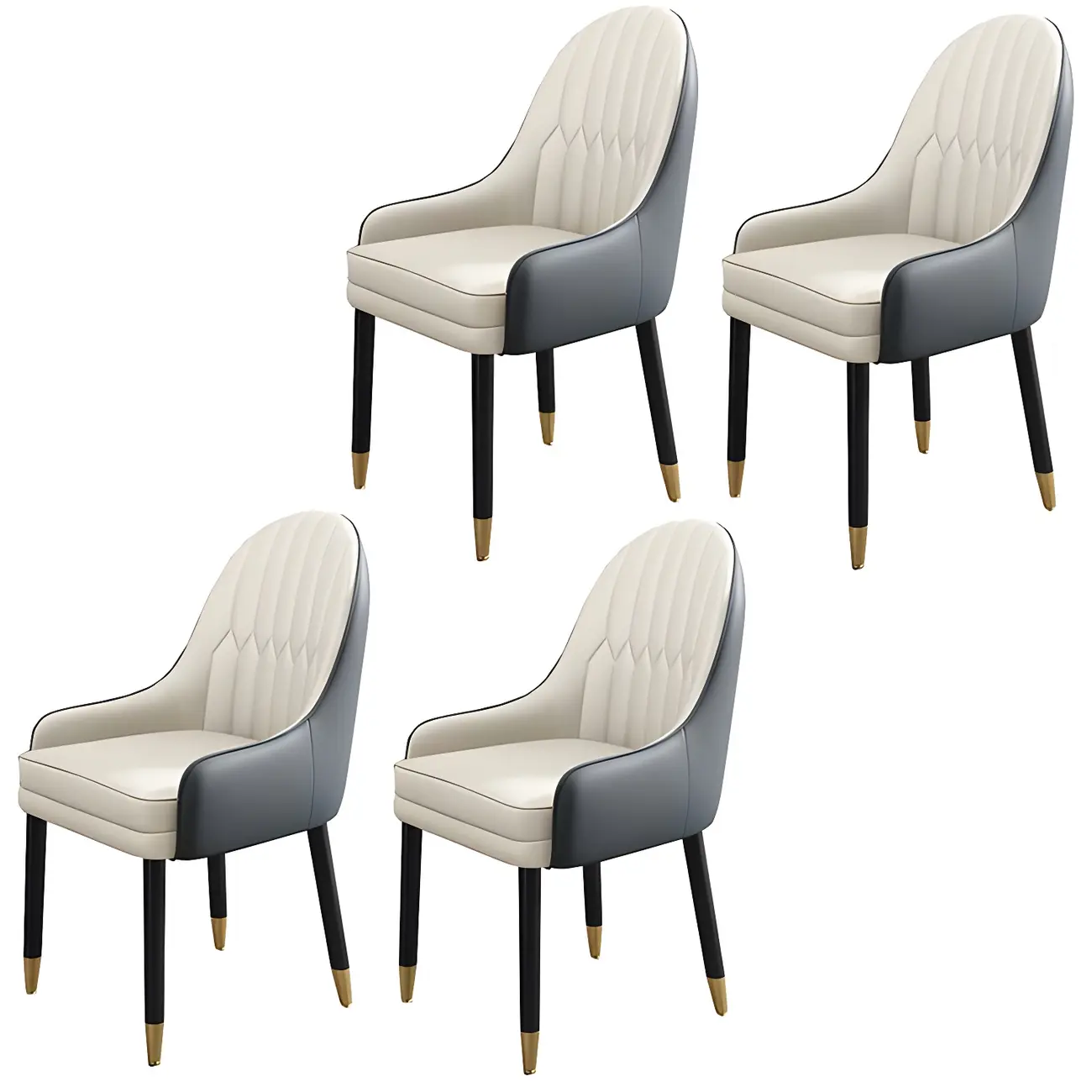 Modern Leather Upholstered Dining Chair with Arms