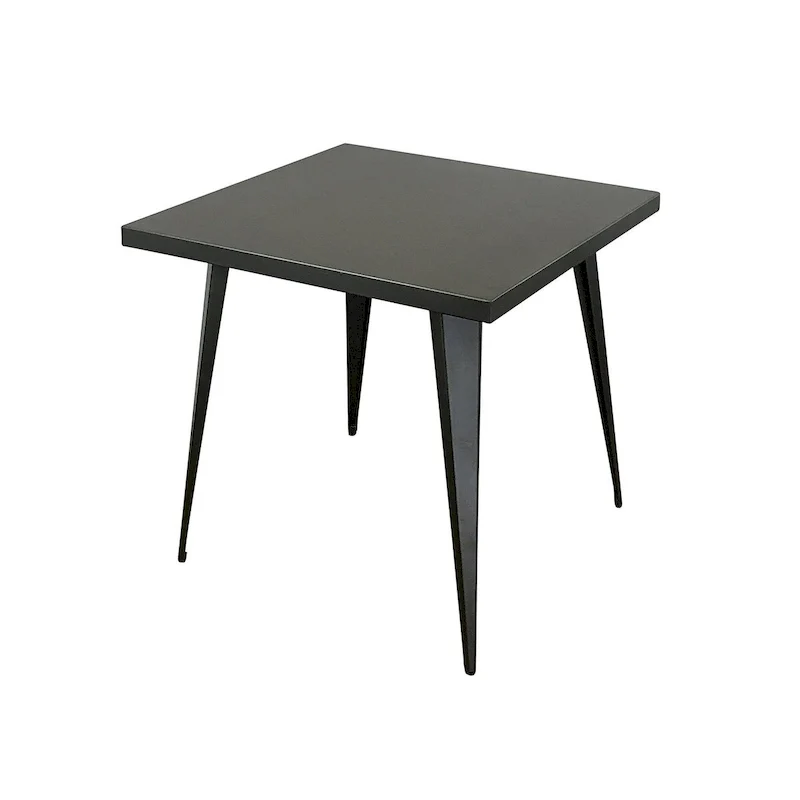 Square metal top dining table with metal legs