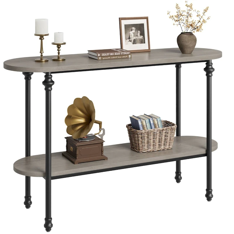 Vintage 2 Tier Console Table with Storage, Sofa Table for Entryway