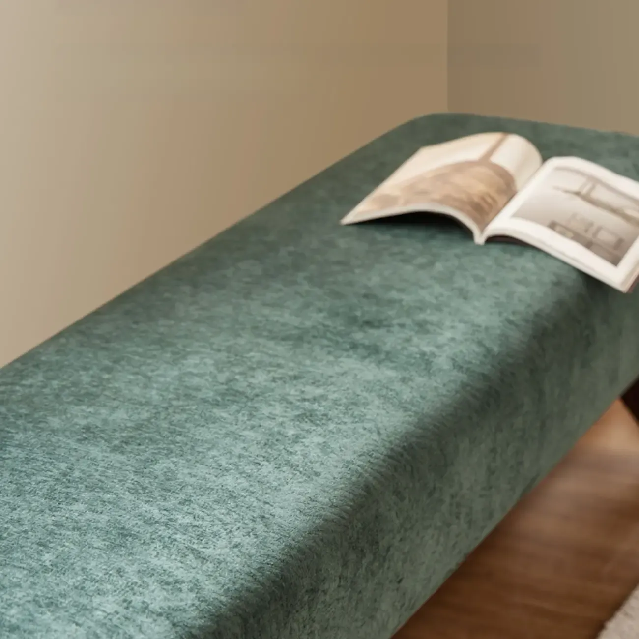 Modern Emerald Green Upholstered Bedroom Bench