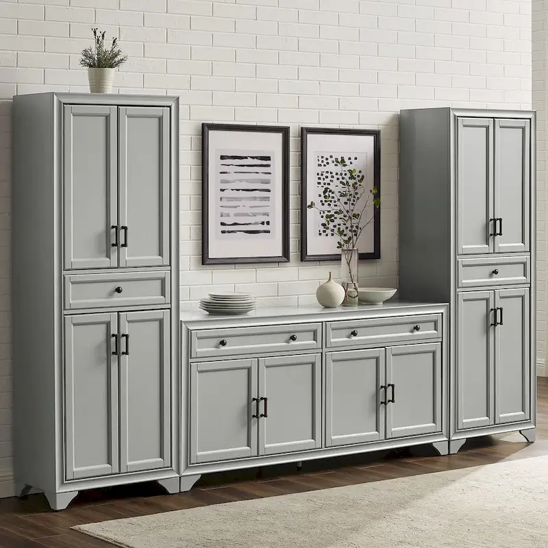 3-Piece Sideboard and Pantry Set - Farmhouse Storage Cabinet for Kitchen