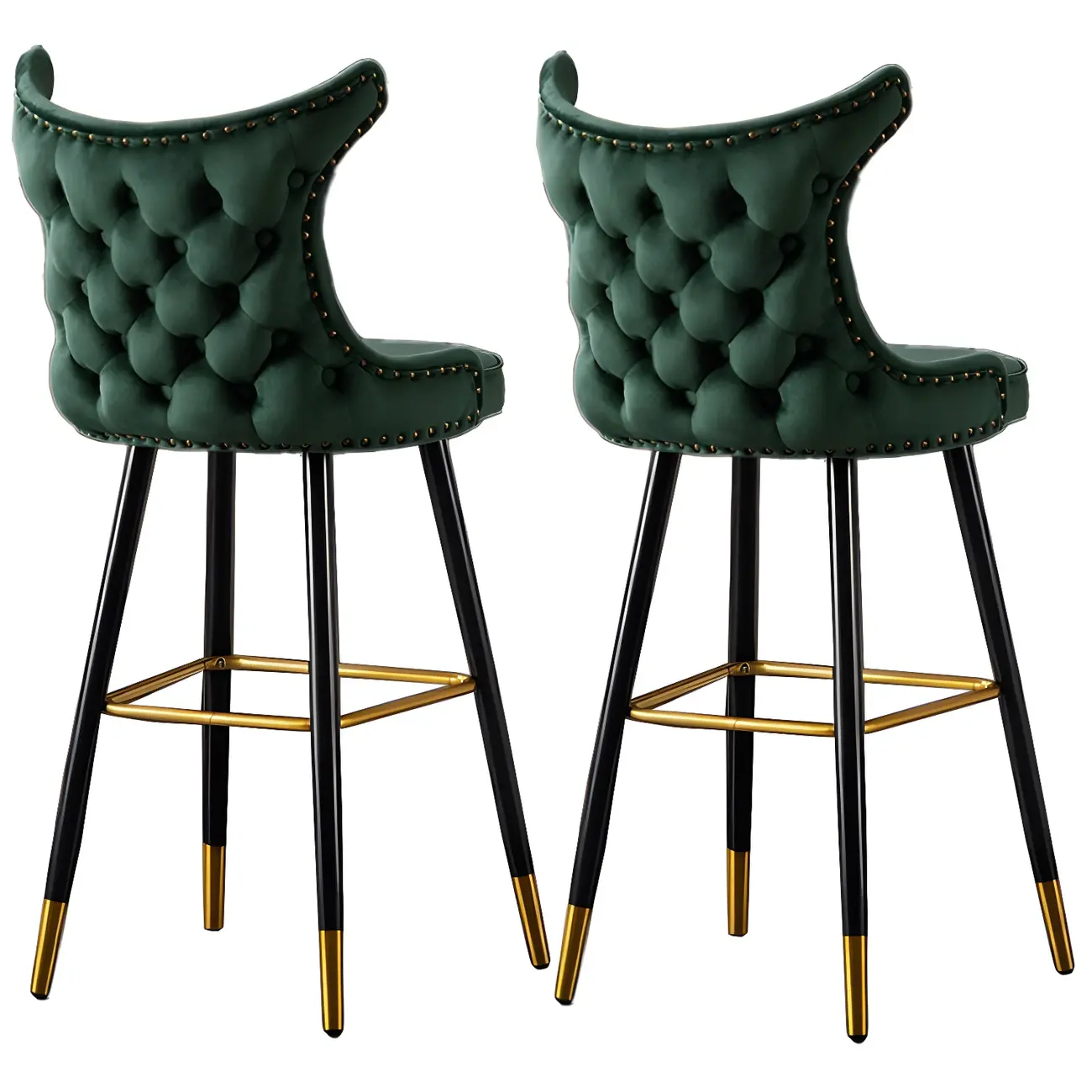 Velvet Upholstered Wingback Counter Height Bar Stools