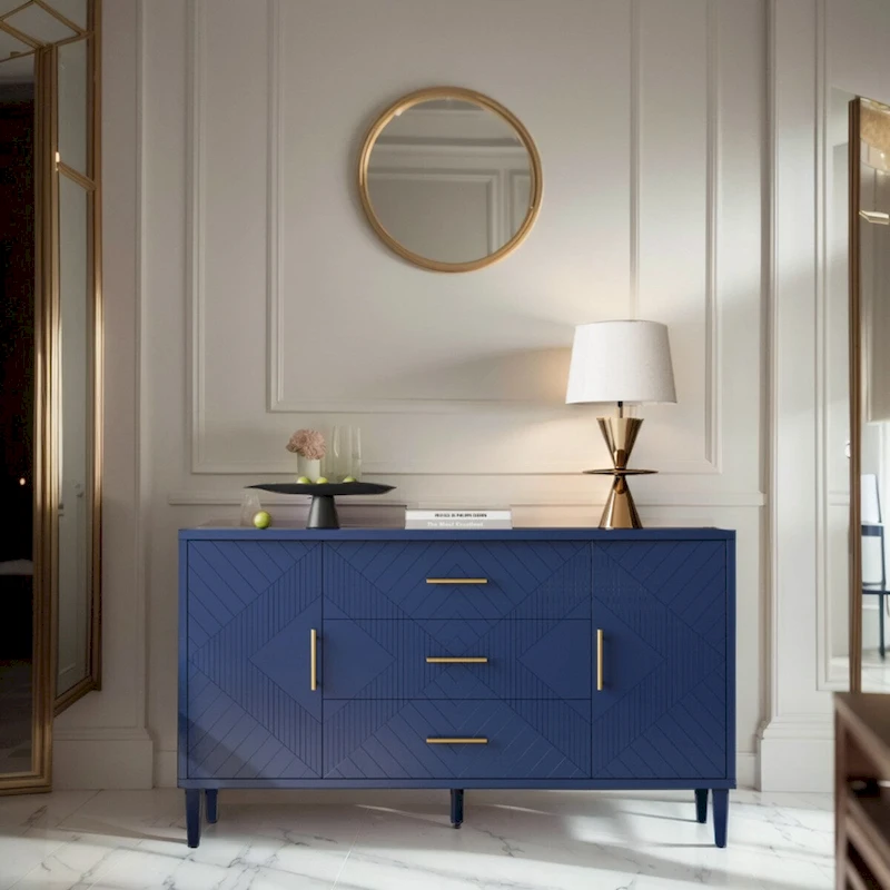 2-Door 3-Drawer Cabinet with Carved Effect