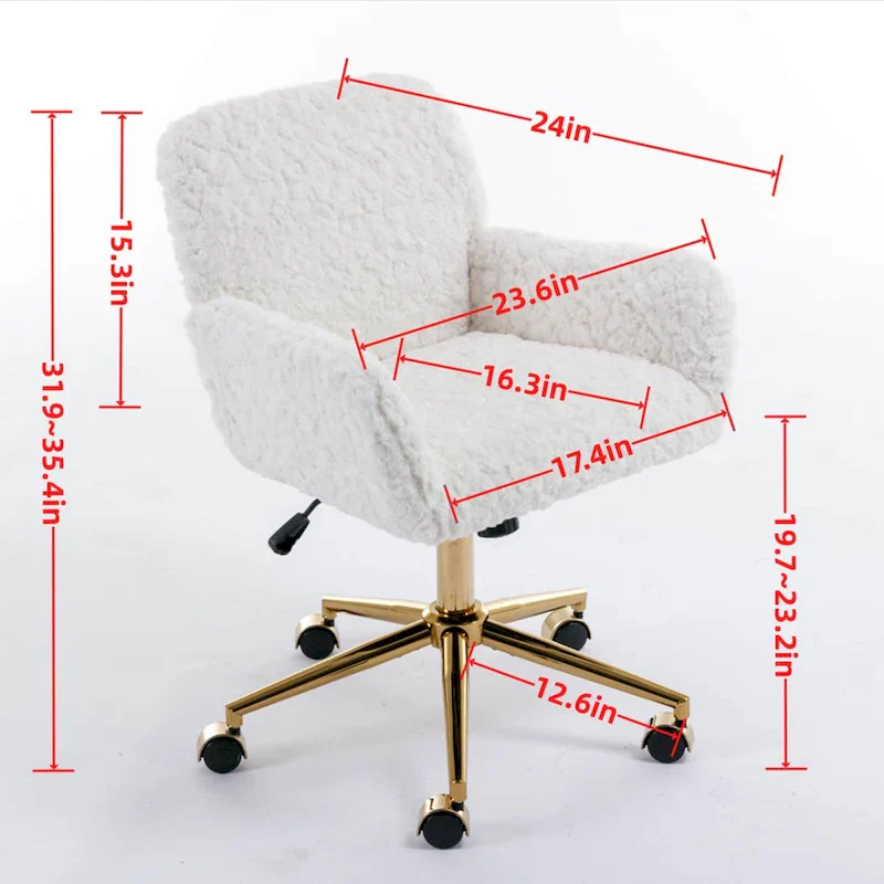 A&A Furniture Office Chair: Upholstered Desk Chair and Golden Metal Base