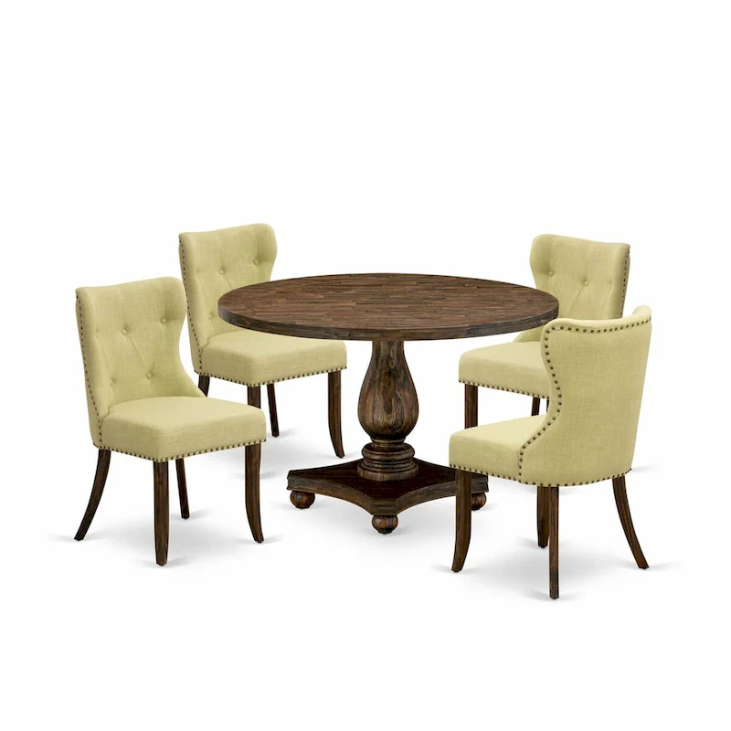 Dining Table - a Dining Table & Limelight Linen Fabric Chairs, Distressed Jacobean(Pieces Option)