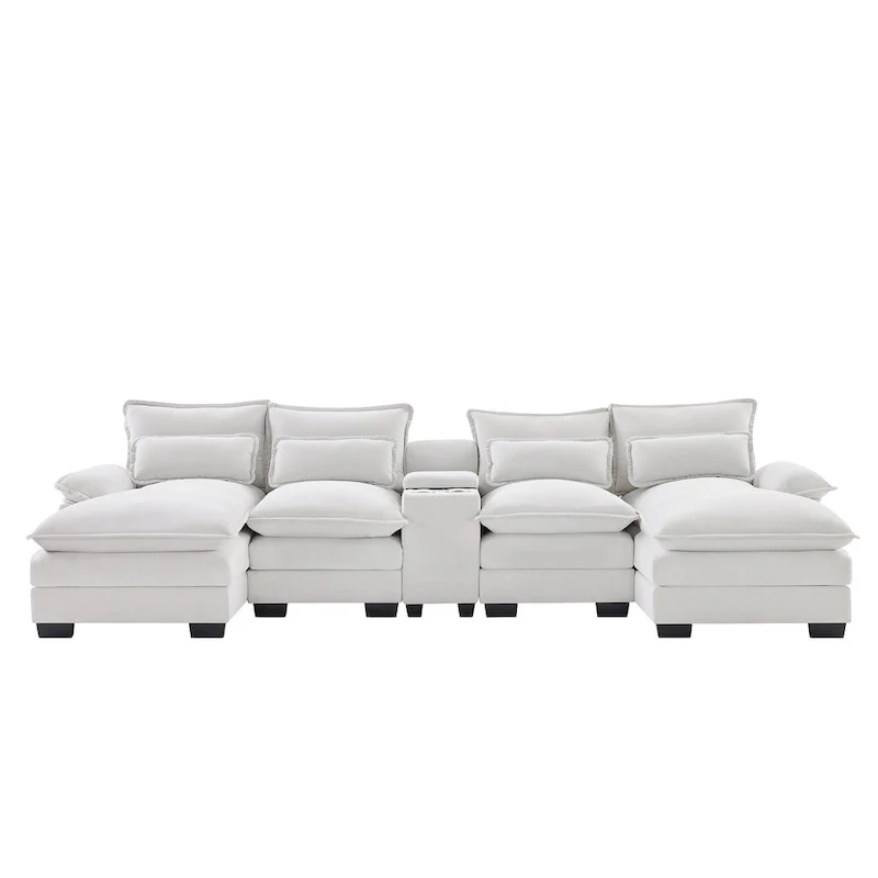 Modern U-shaped Cloud Sectional Couch, Convertible Sleeper Couch