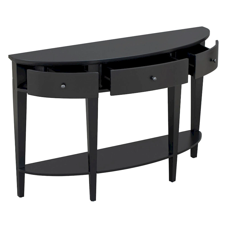 Modern Curved Console Table Sofa Table,3 drawers,1 Shelf,Black