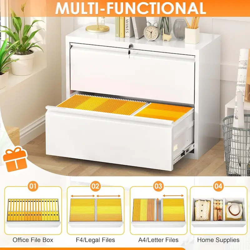 2-Drawer Metal Lateral Filing Cabinet with Lock