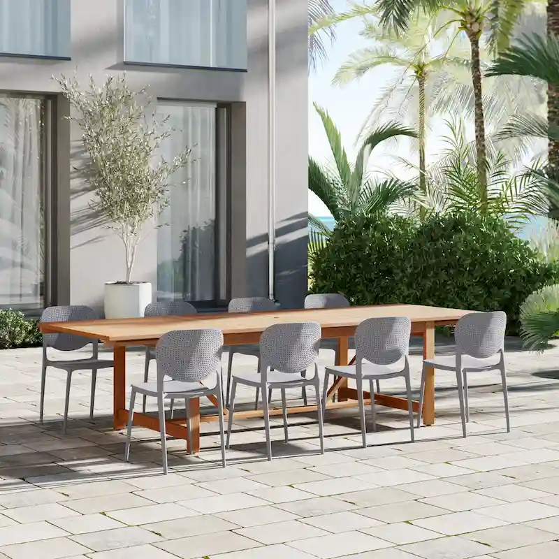 Amazonia Outdoor Patio 9pc Pentel Patio Extendable Dining Set