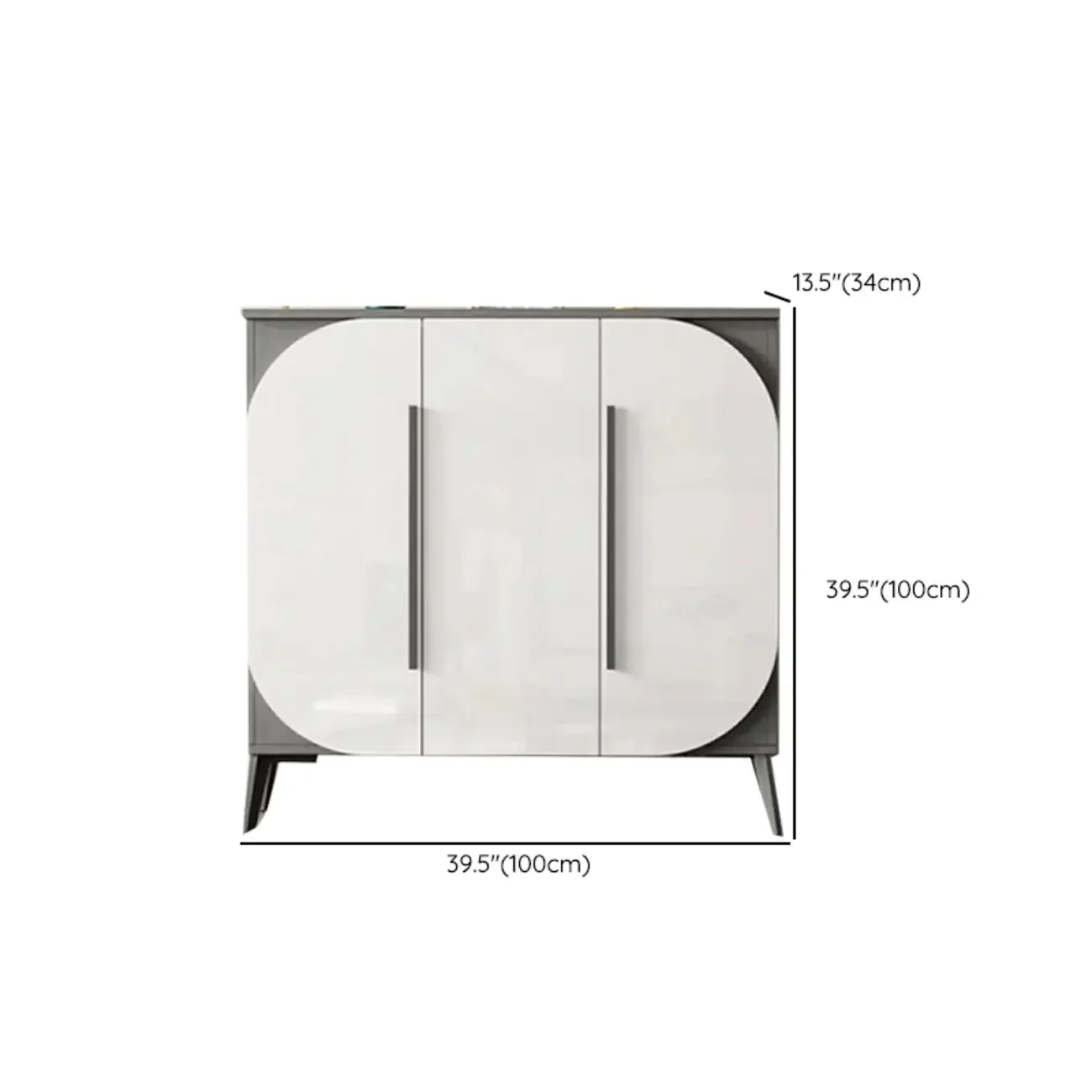 Trendy Gray-White Wooden Shoe Cabinet with Display Top