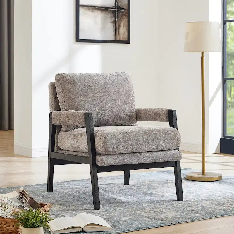 Roundhill Furniture Kelly Mid-Century Modern Chenille Upholstered Accent Armchair
