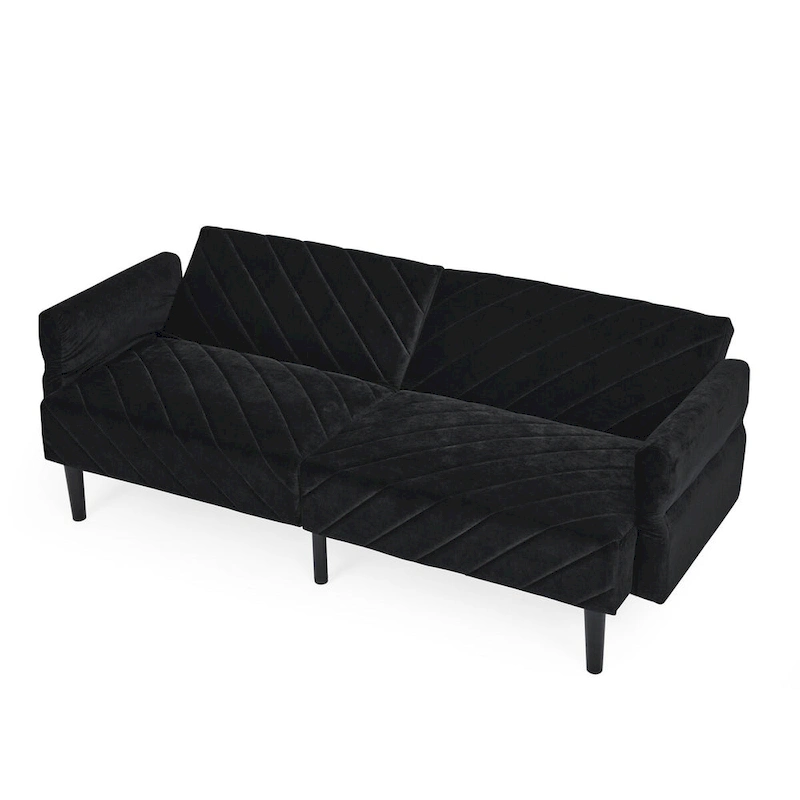 87 Velvet Convertible Folding Sofa Bed with Adjustable Armrests