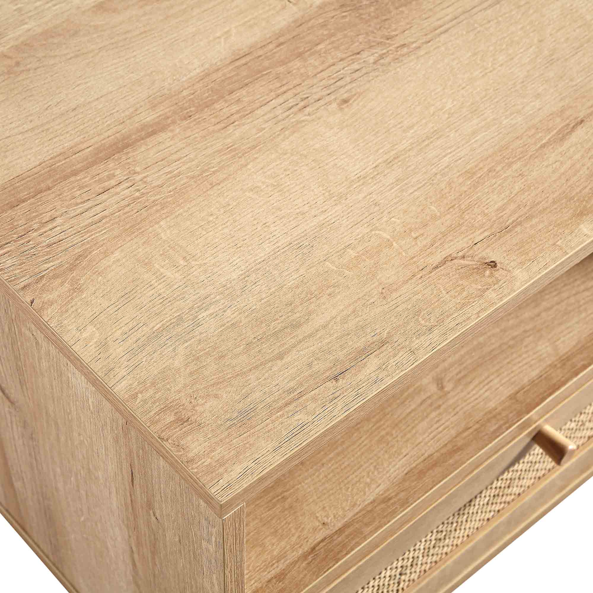 Woven Rattan 63 in. 3-Drawer TV Unit, Natural