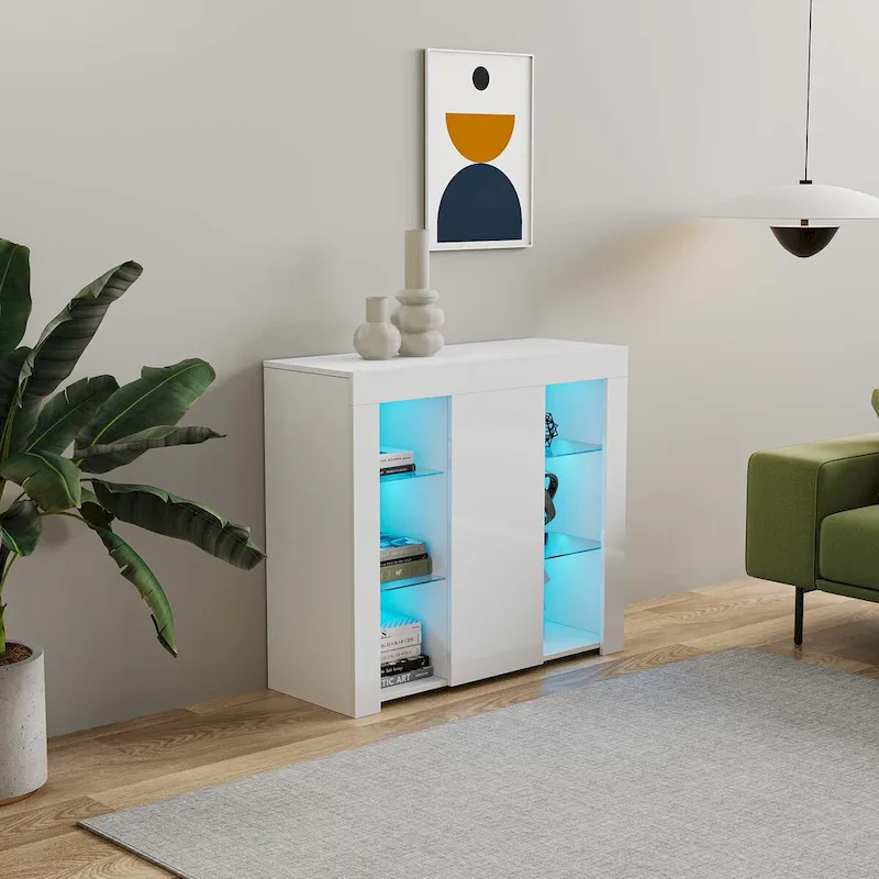 Kitchen Sideboard Cupboard with LED Light,with Drawer and 1 Doors