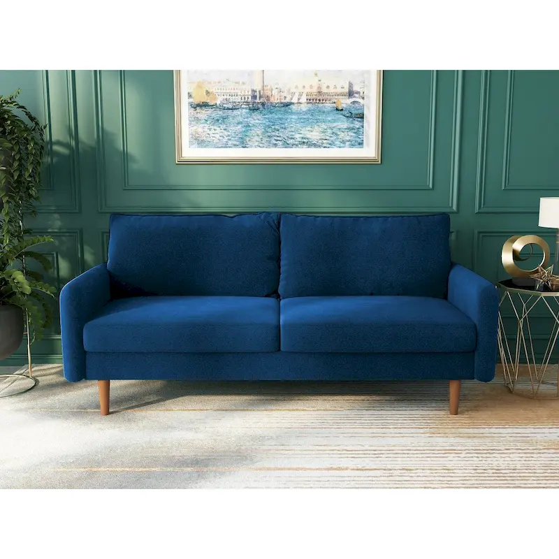 Velvet Square Arm Sofa - Multiple Colors, Contemporary Design, Seats 2-3