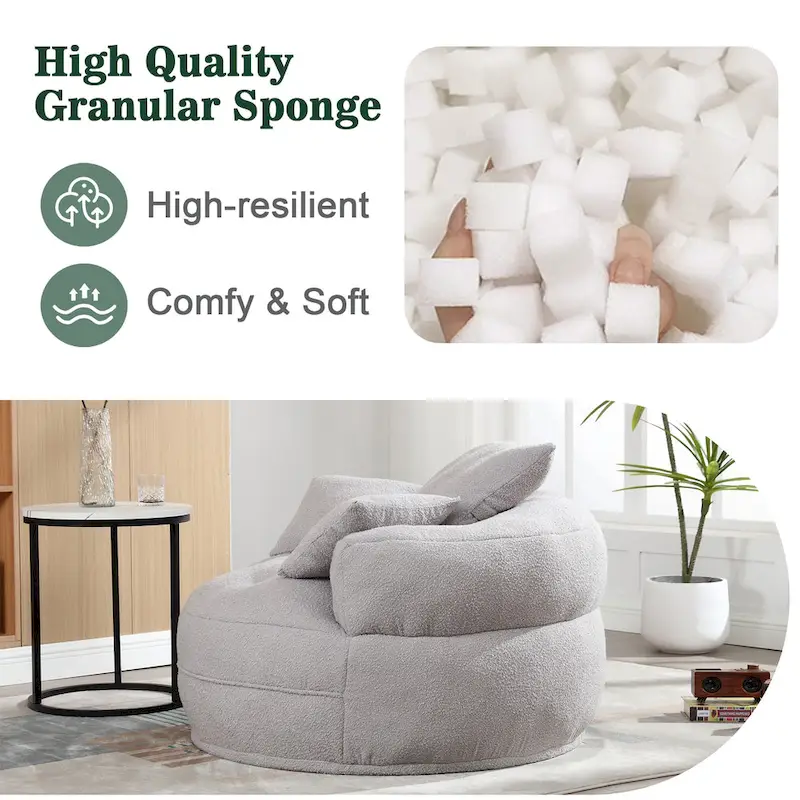 Oversized Round Fabric Lounge Chair with Curved Back