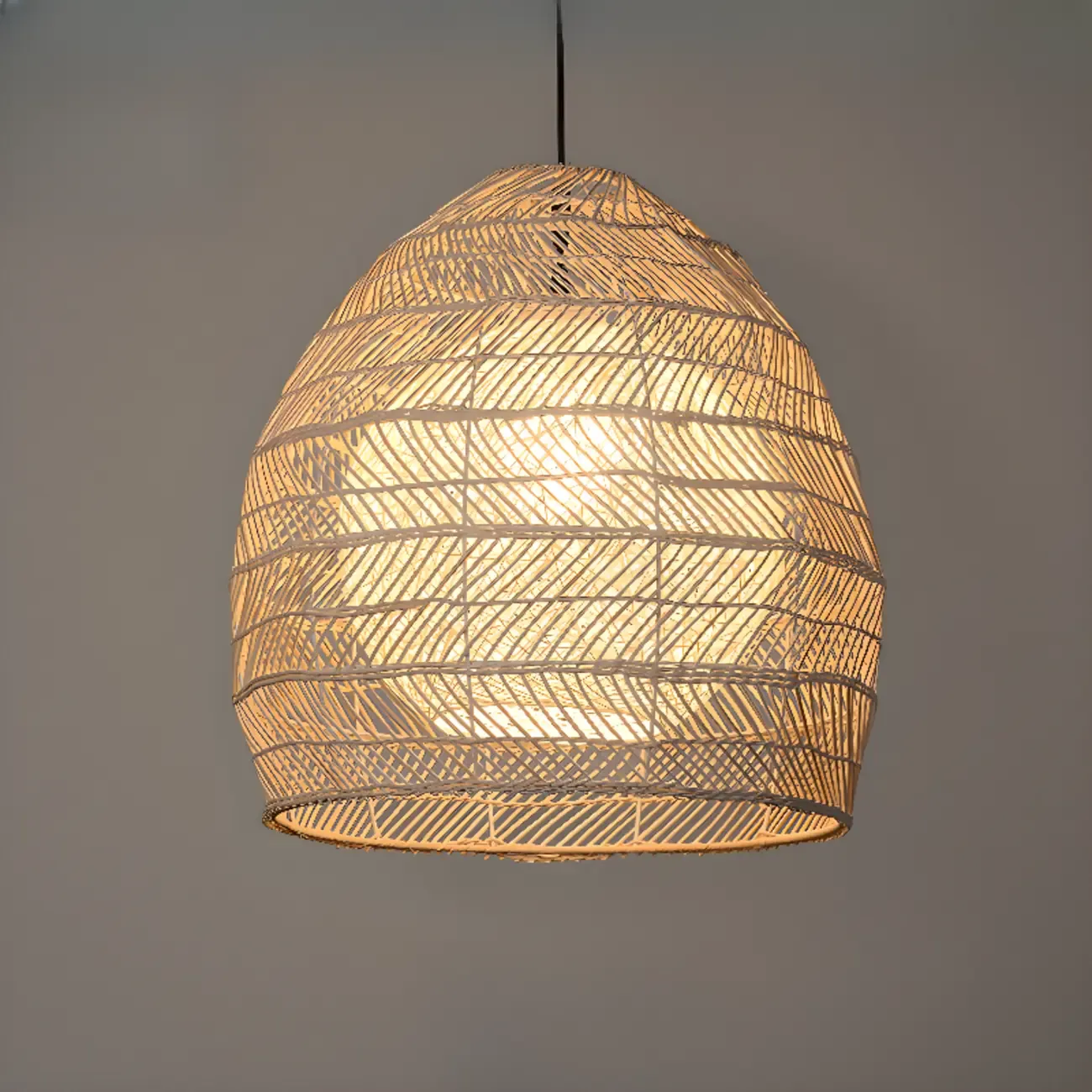 Oriental Rattan Geometric Globe Pendant Light