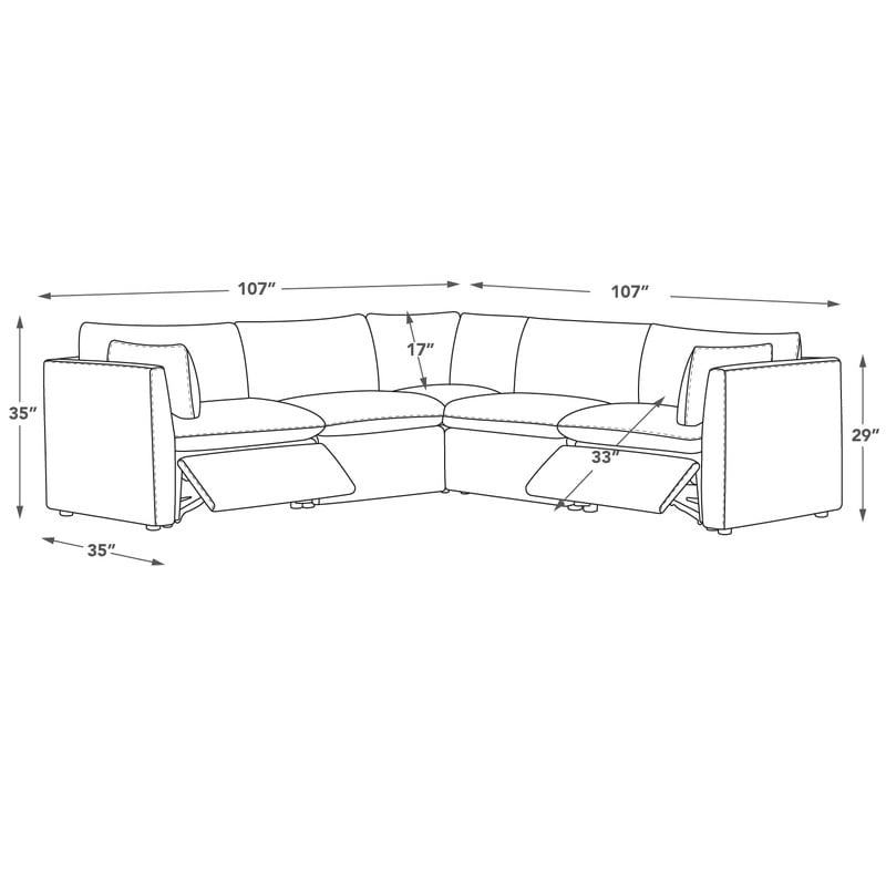 Cypress 107W Power Reclining Sectional Sofa Couch