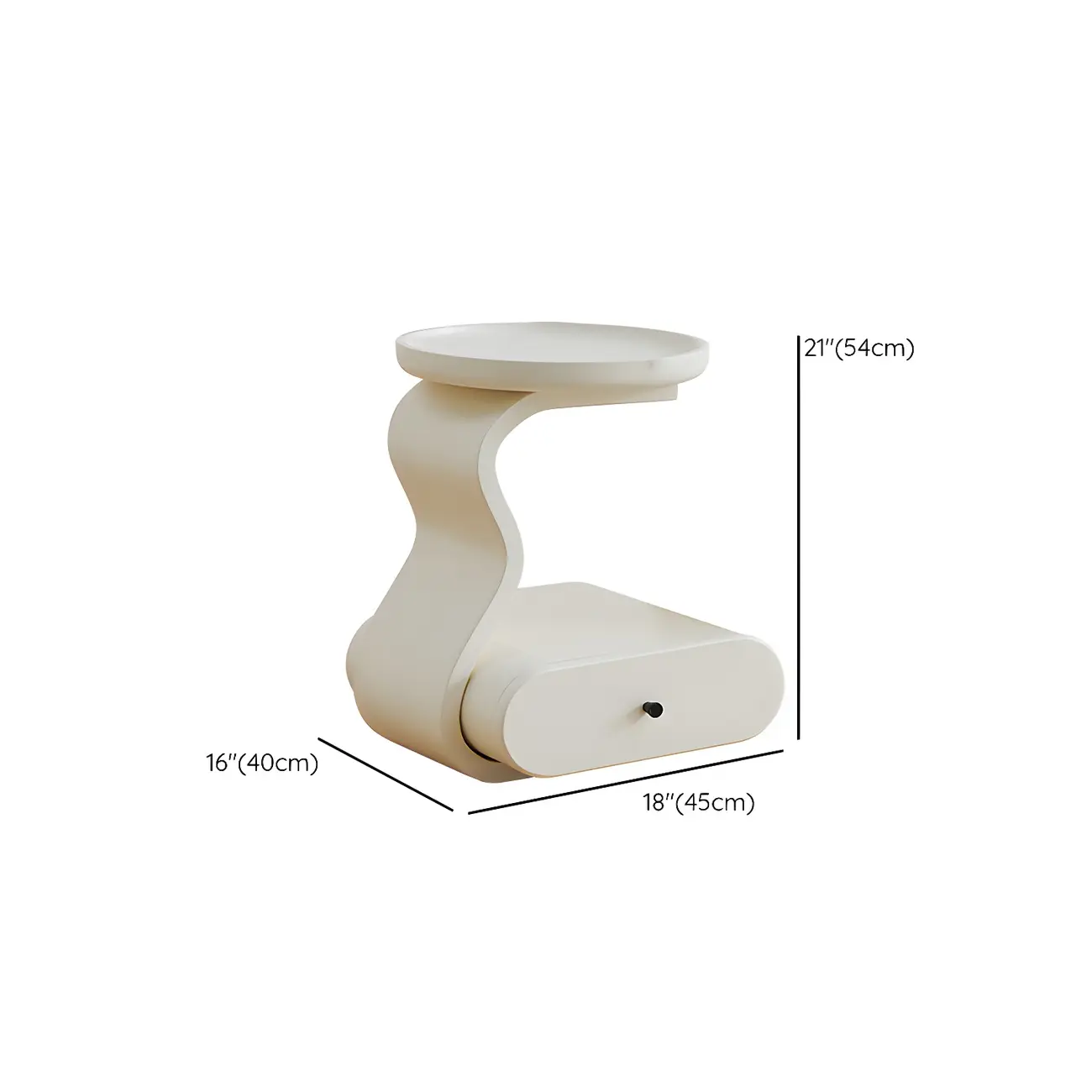 White Round Elegant Modern Wood Drawer Coffee Table