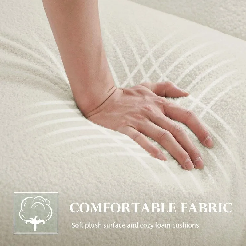 White Velvet Sofa with Pillows and Metal Legs