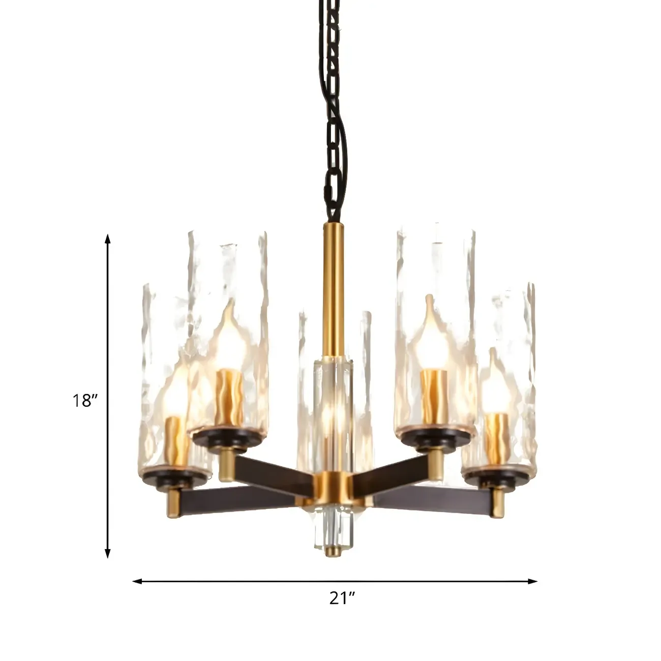Modern Stylish Black-Gold Cylinder Glass Chandelier