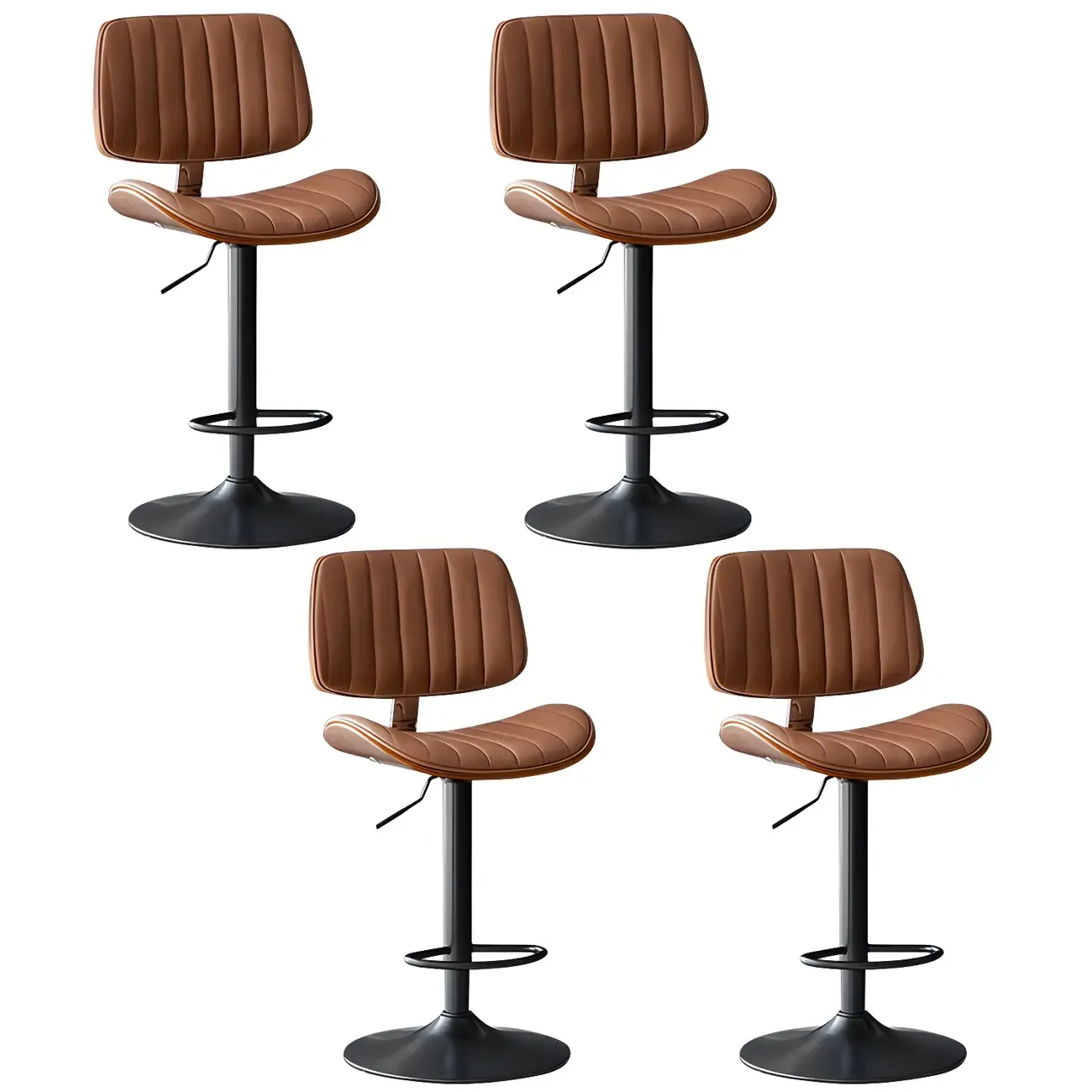 Modern Faux Leather Adjustable Swivel Bar Stools