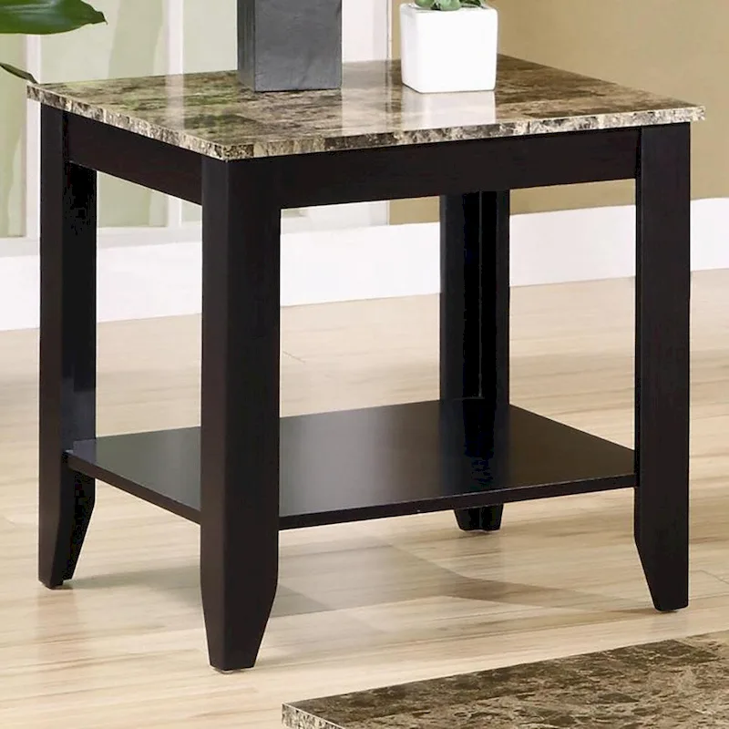 3 Piece Table Set With Marble Top, Walnut