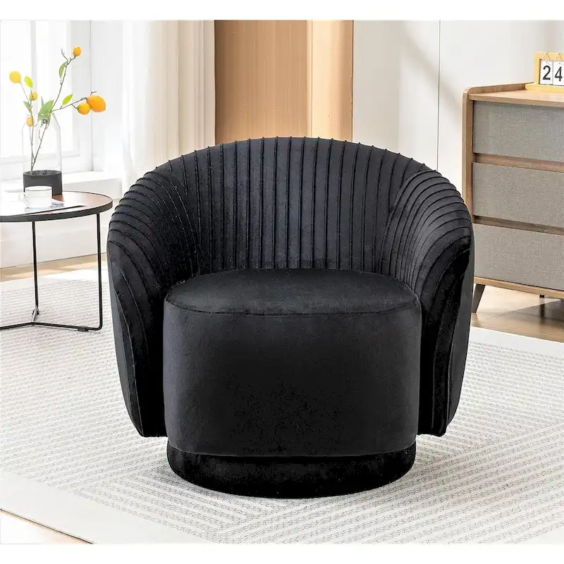 Modern Barrel Swivel Accent Chair with Plush Velvet Upholstery