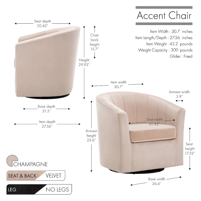 Carson Carrington Junsele Velvet Upholstery Swivel Accent Club Chair