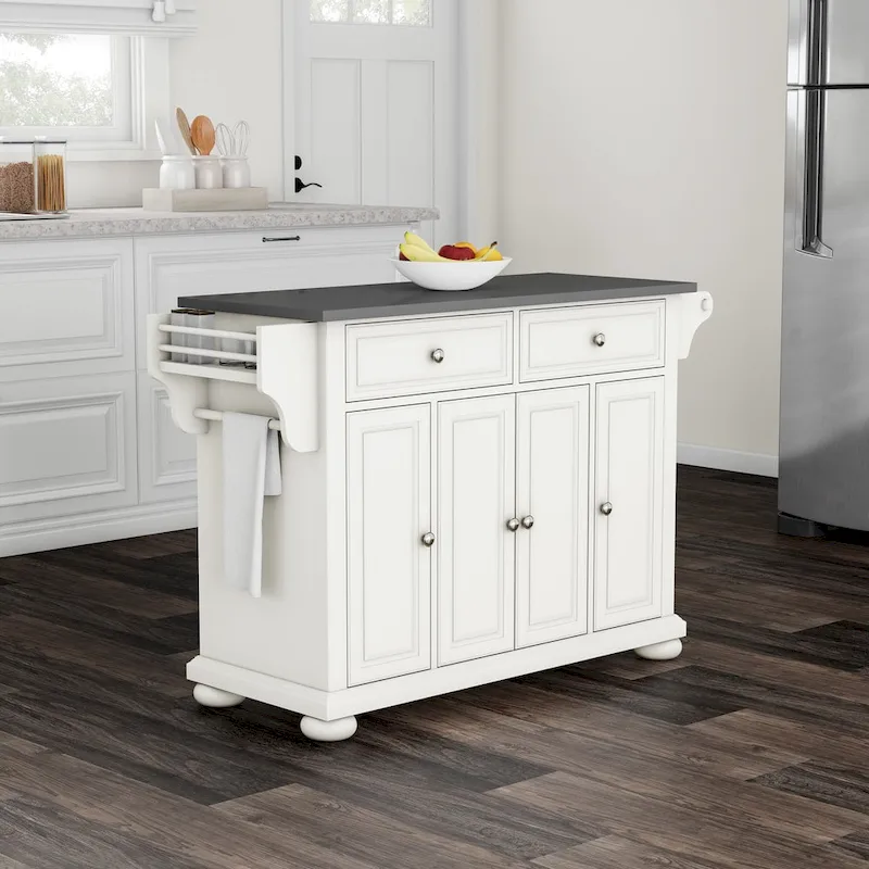 Alexandria Stainless Steel Top Full Size Kitchen Island/Cart - 18d x 51.5w x 34h