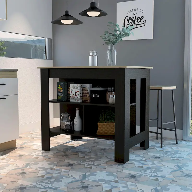 Kitchen Island with Three Shelves
