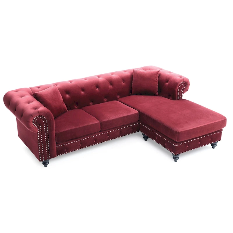 Nola Velvet Sofa with Chaise