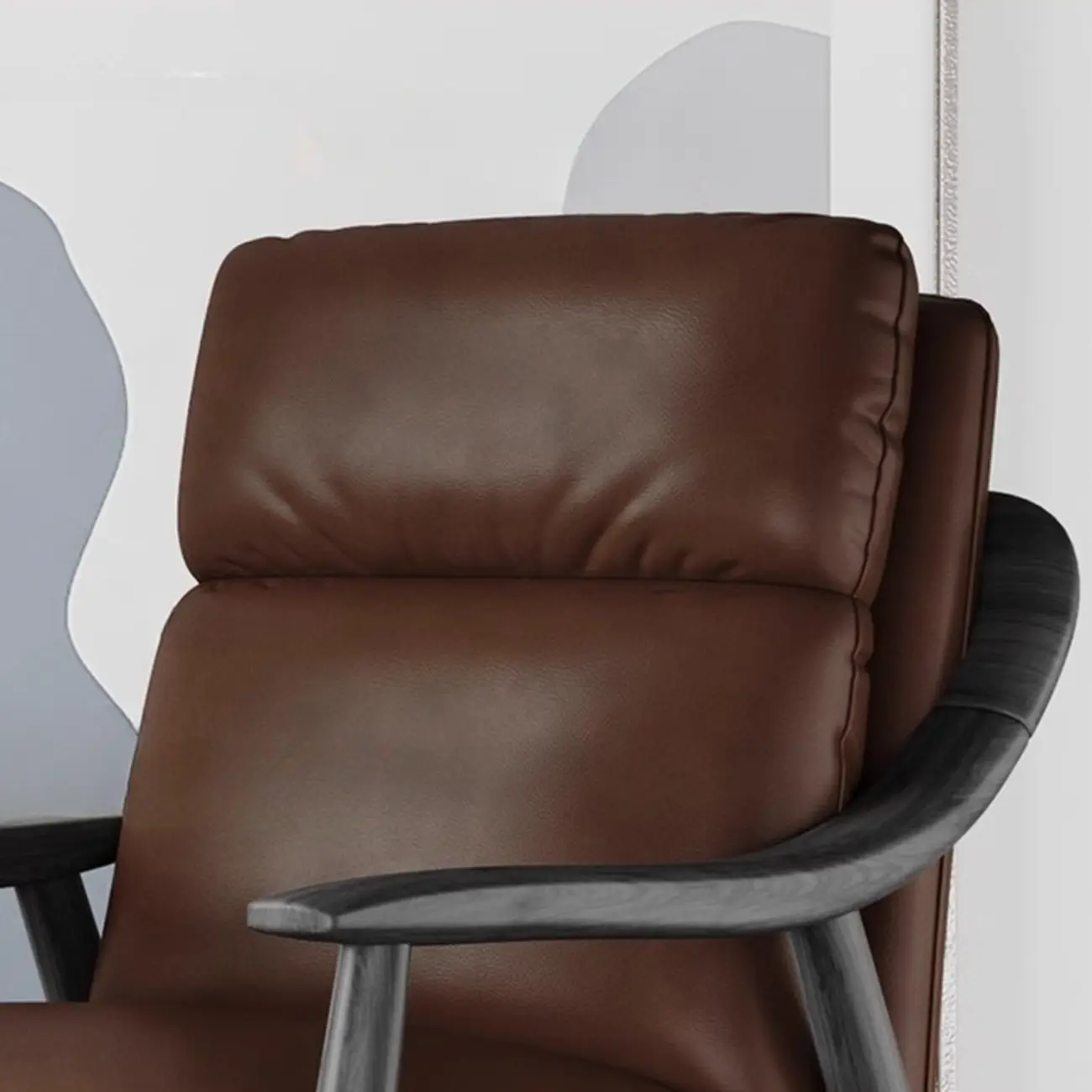 Brown Genuine Leather Living Room Upholstered Arm Chair