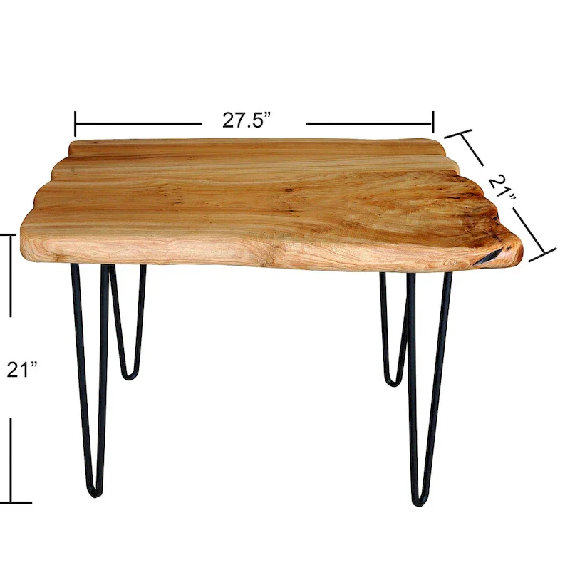 Live Edge Coffee Table - Cedar Wood - Black Hairpin Legs