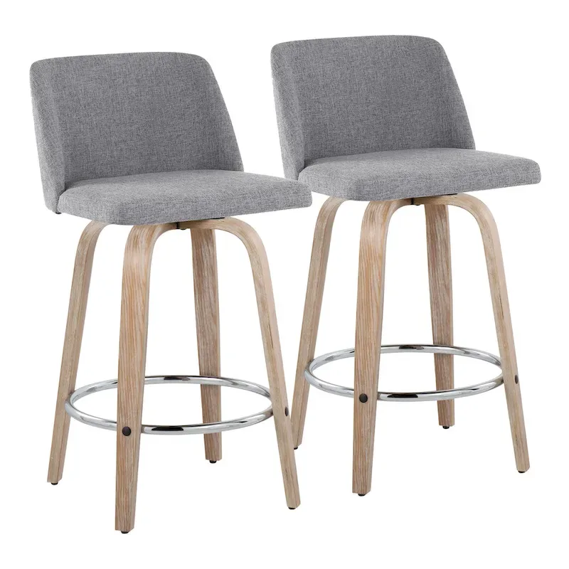 Carson Carrington Vallberga 26 Fixed-Height Counter Stool With Whitewashed Wood Base (Set of 2)