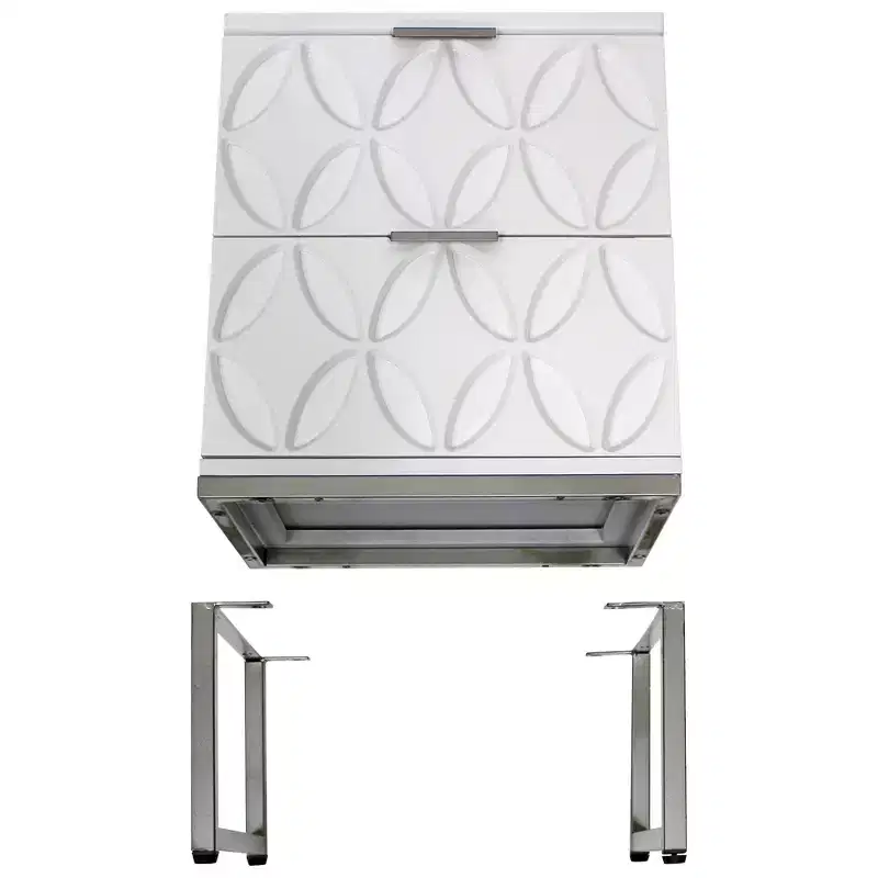 eHemco End Table Side Table with 2 Drawers and Metal Legs, White