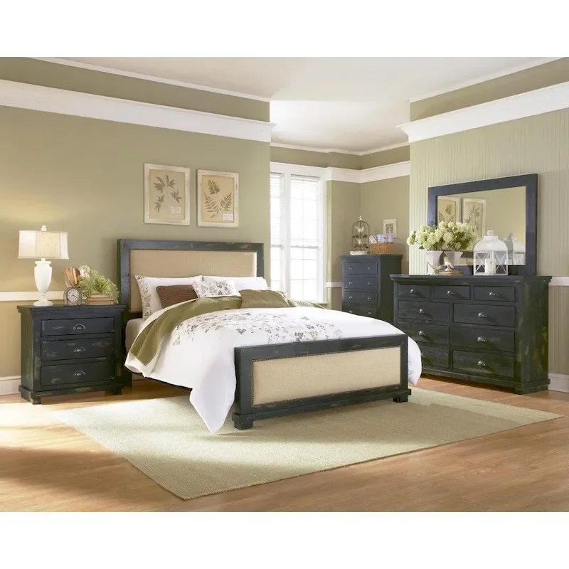 Willlow Pine Distressed Black Bed
