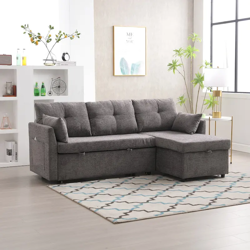 81.1 L-Shaped 3 Seater Sectional Sofa with Reversible Chaise, Storage Seats and Versatile Design