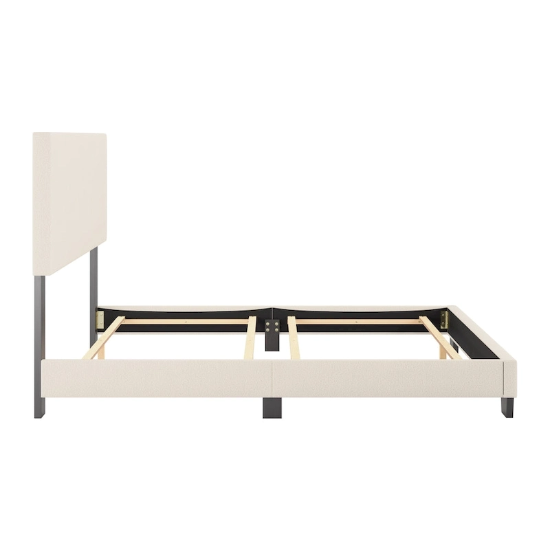 Nova Upholstered Modern Boucle Bed, Box Spring Required